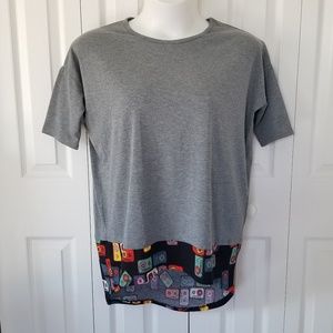 LulaRoe Irma Gray Cassette Tape Print Small